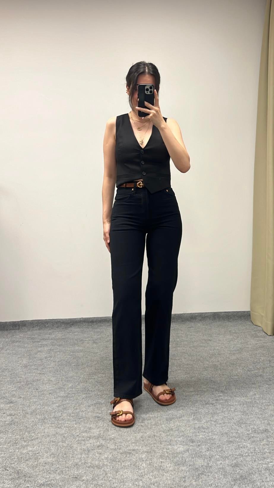 Lavli Siyah Denim Straight Fit Jean