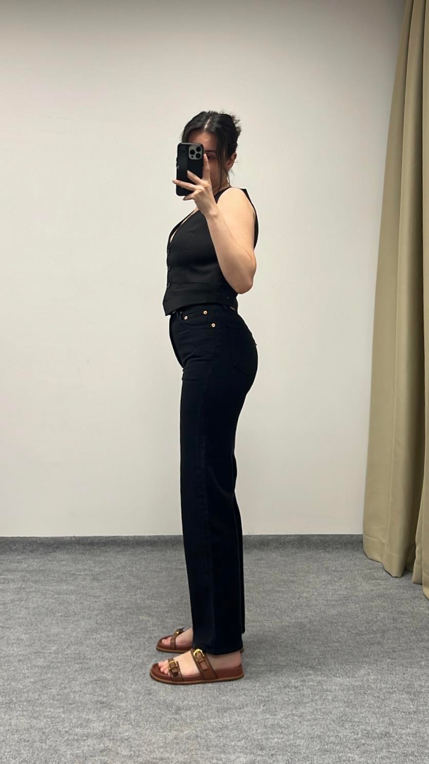 Lavli Siyah Denim Straight Fit Jean