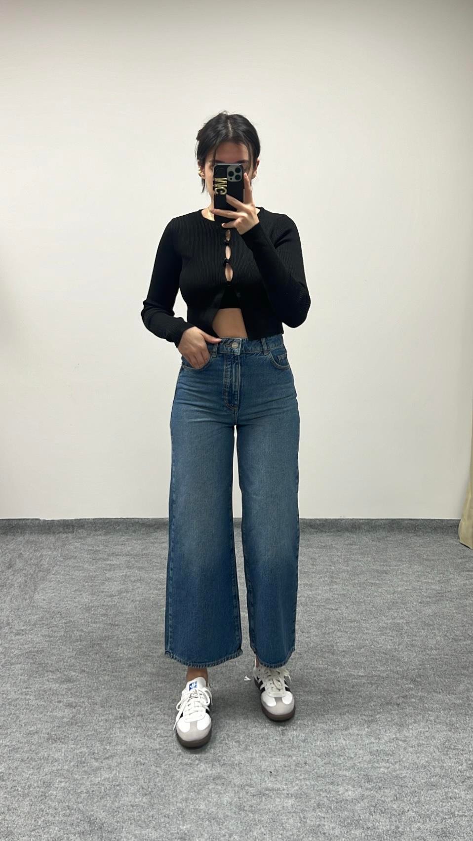 MAD YÜKSEK BEL GENİŞ PAÇA CROP JEAN