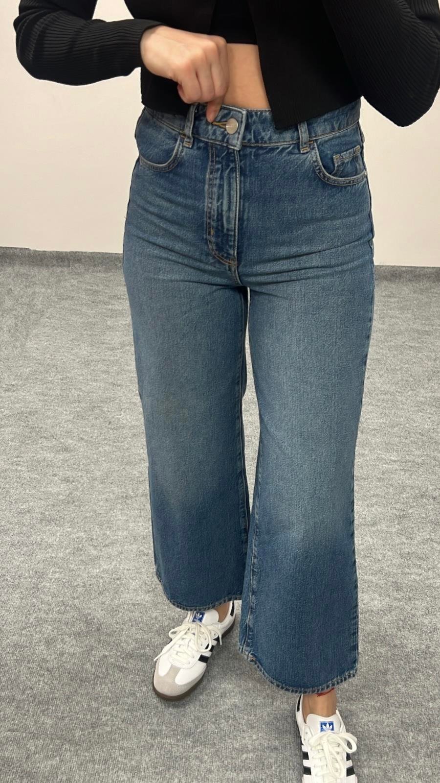 MAD YÜKSEK BEL GENİŞ PAÇA CROP JEAN