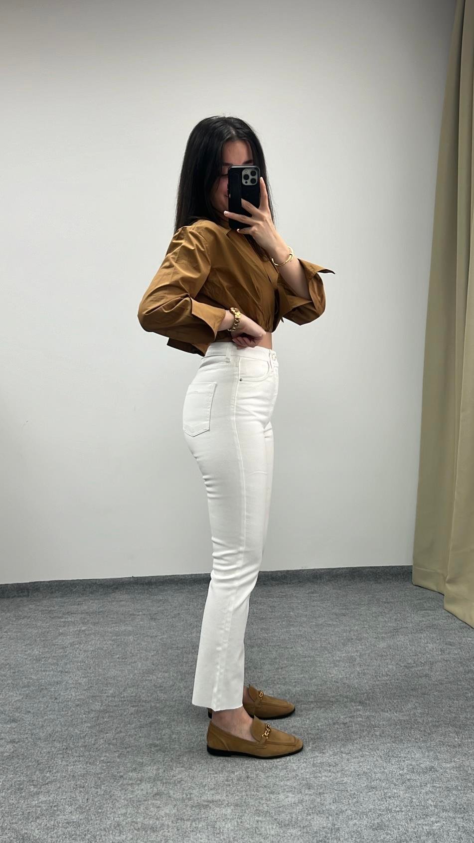 Marka Beyaz Lazer Kesim Straıght Fit Jean