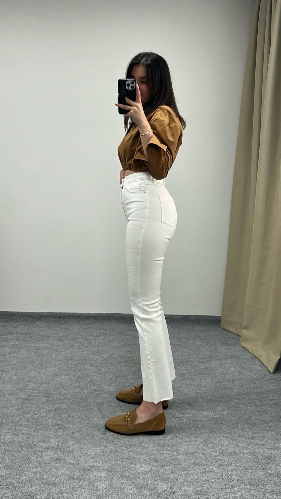 Marka Beyaz Lazer Kesim Straıght Fit Jean