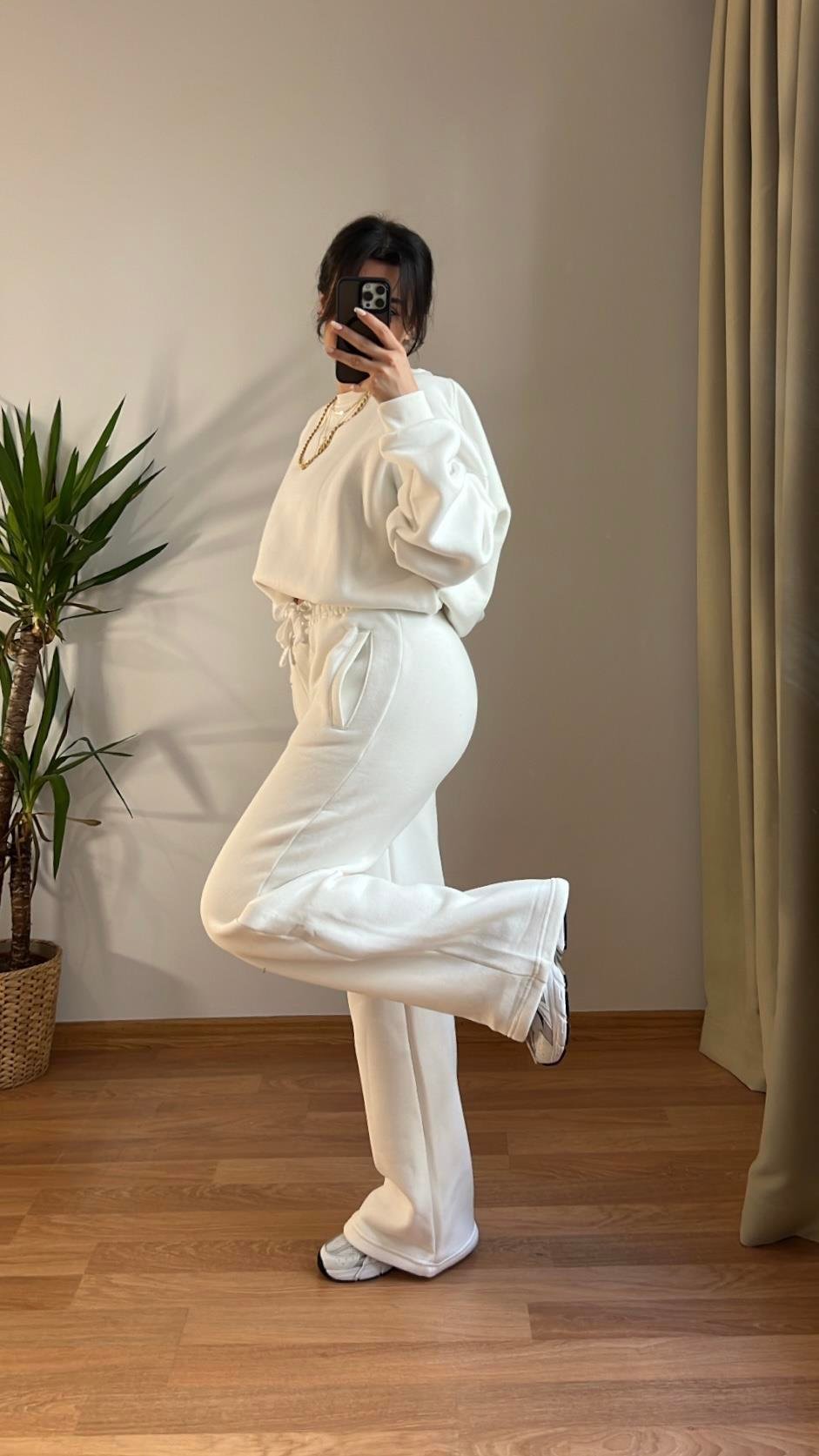 MARKA BEYAZ SWEATSHIRT PALAZZO  TAKIM