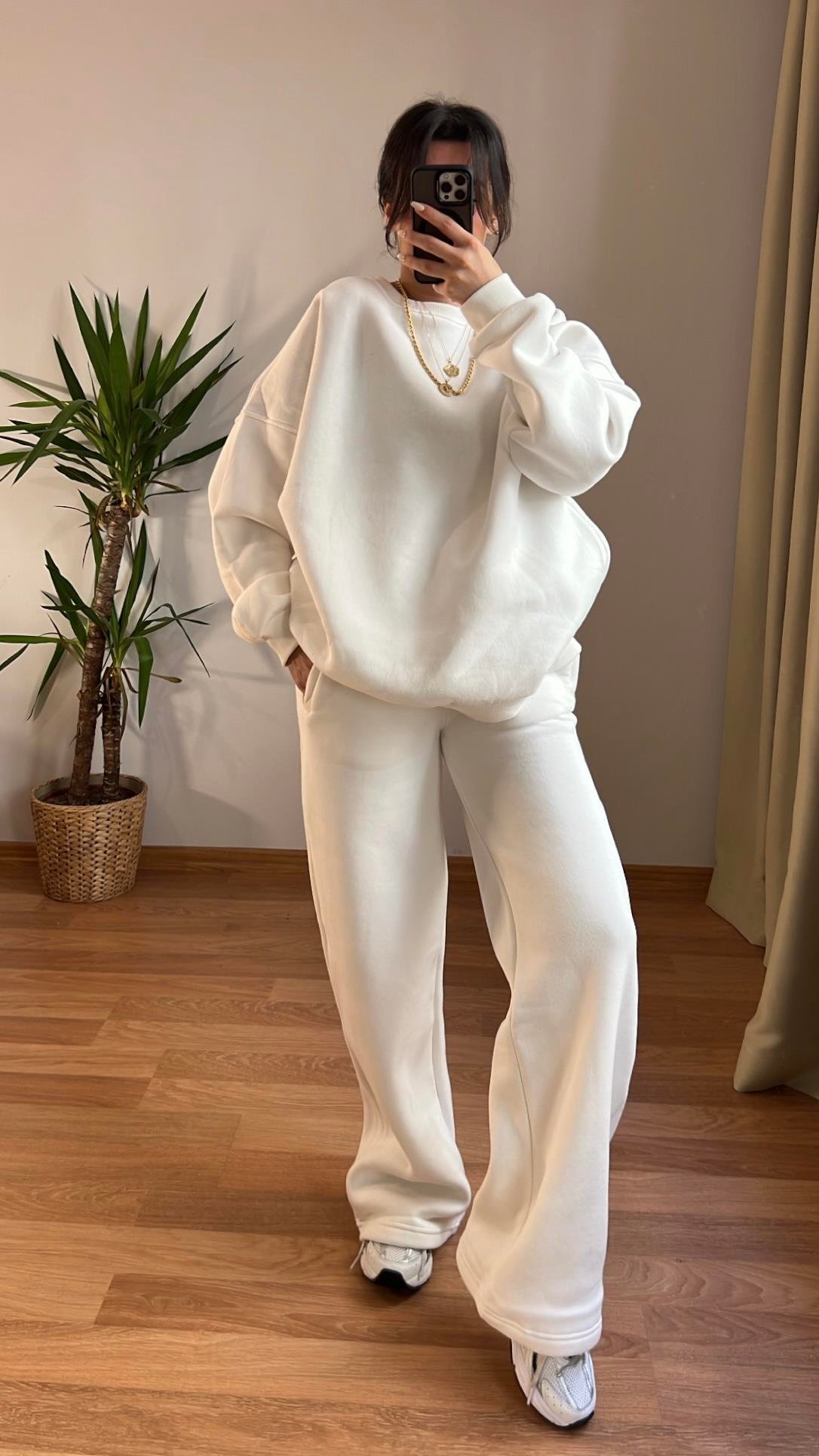 MARKA BEYAZ SWEATSHIRT PALAZZO  TAKIM