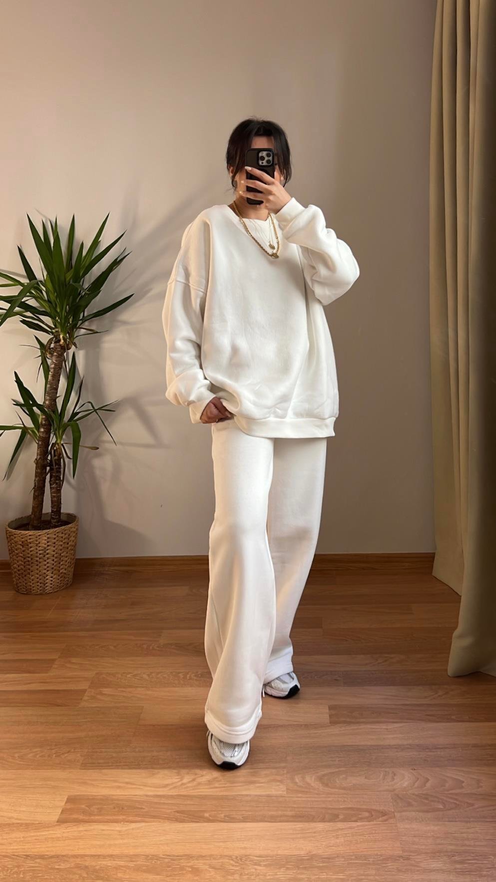 MARKA BEYAZ SWEATSHIRT PALAZZO  TAKIM