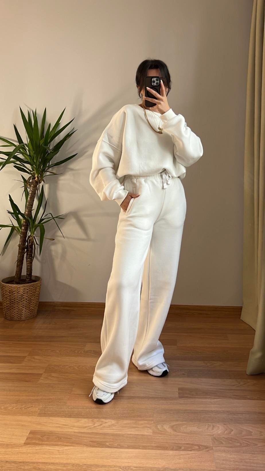 MARKA BEYAZ SWEATSHIRT PALAZZO  TAKIM