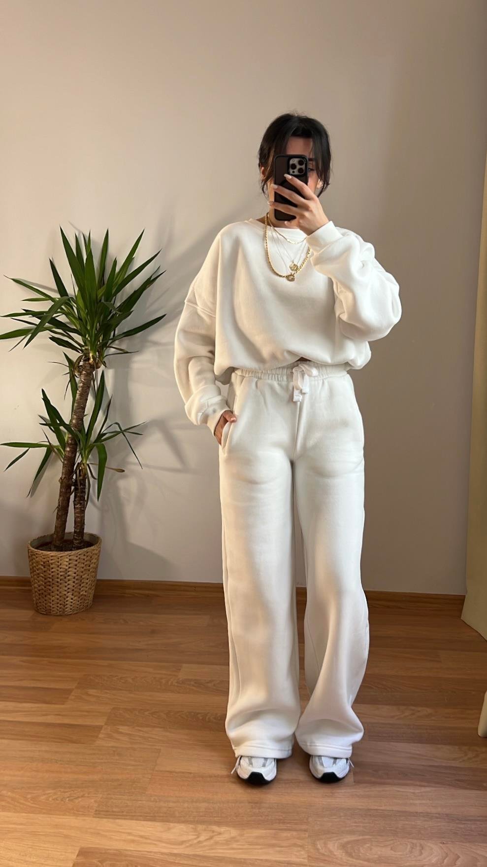 MARKA BEYAZ SWEATSHIRT PALAZZO  TAKIM