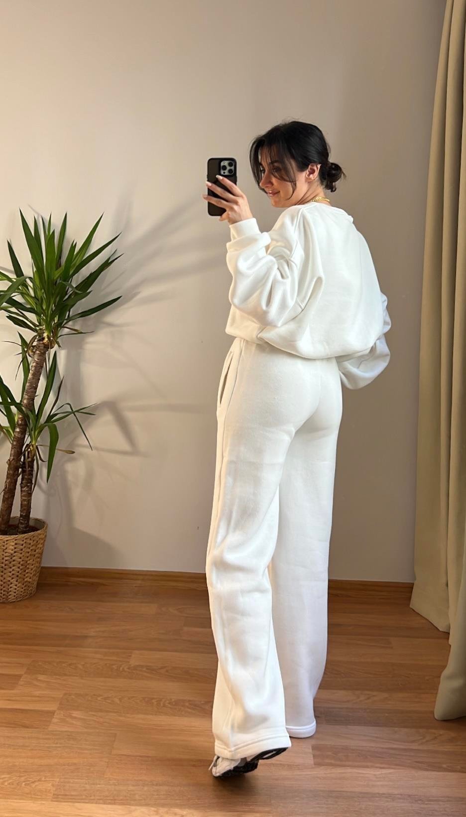 MARKA BEYAZ SWEATSHIRT PALAZZO  TAKIM