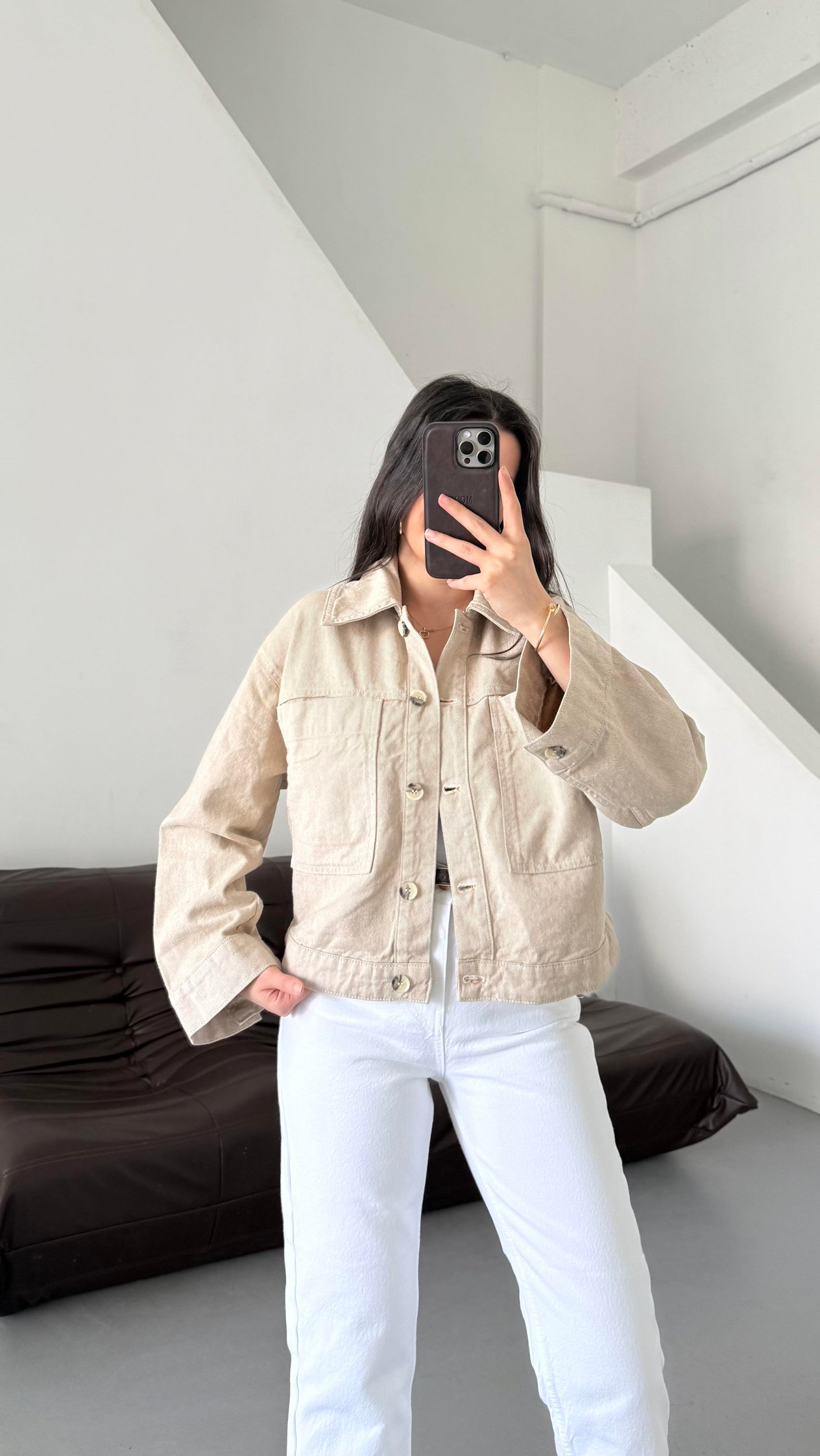 Marka Keten Görünümlü Denim Ceket
