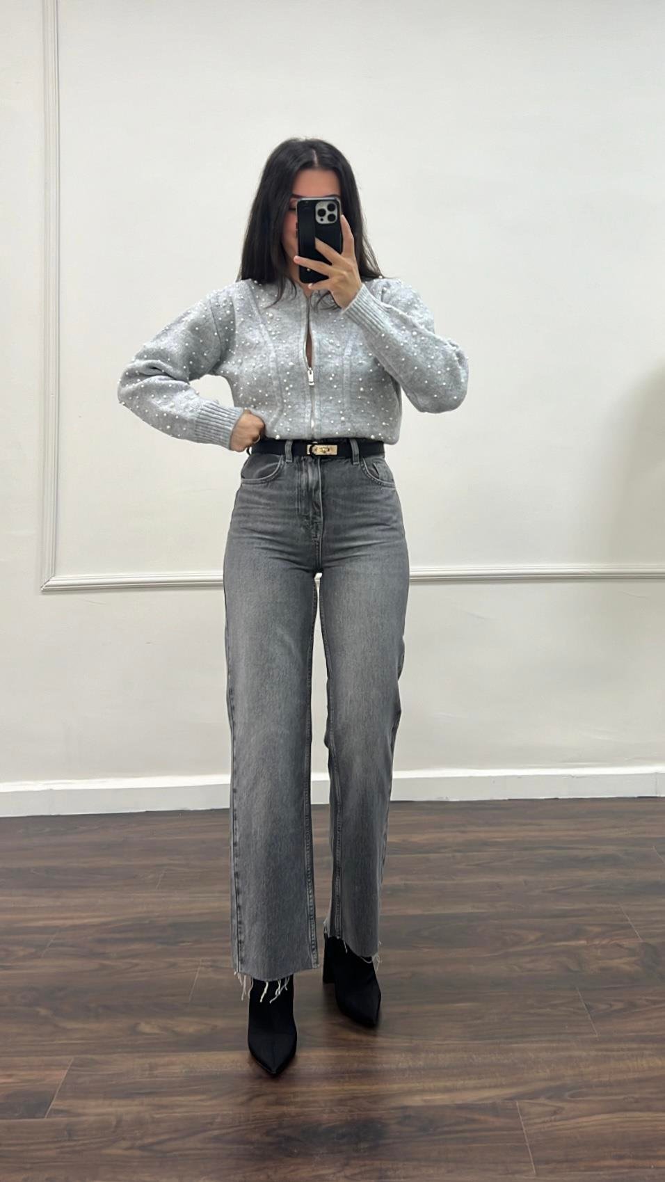 Marka Koyu Gri Straight Fıt Jean