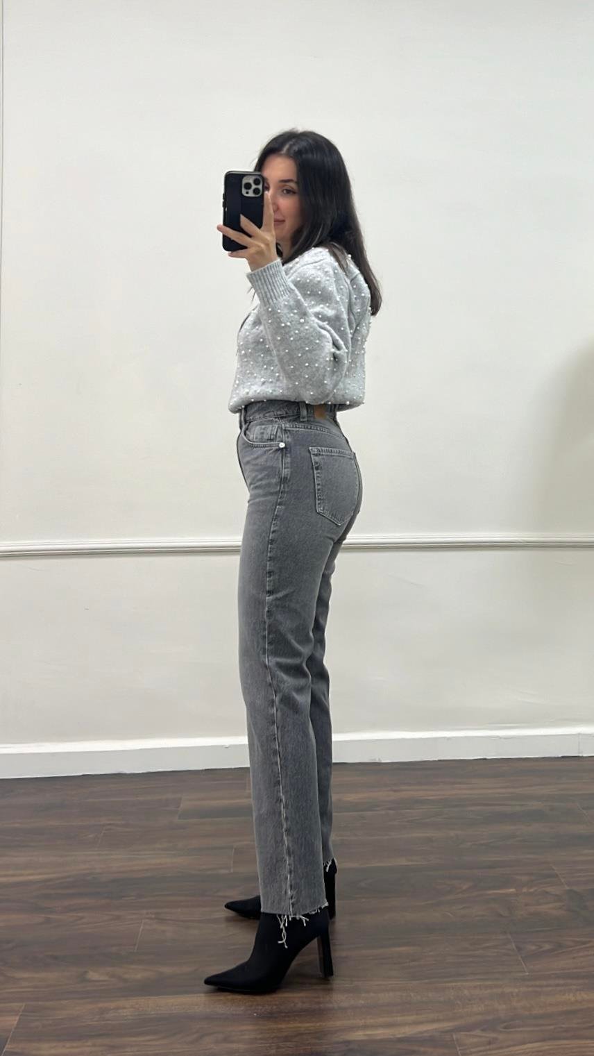 Marka Koyu Gri Straight Fıt Jean
