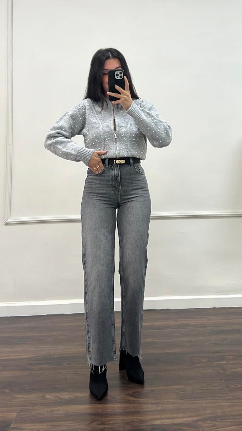 Marka Koyu Gri Straight Fıt Jean