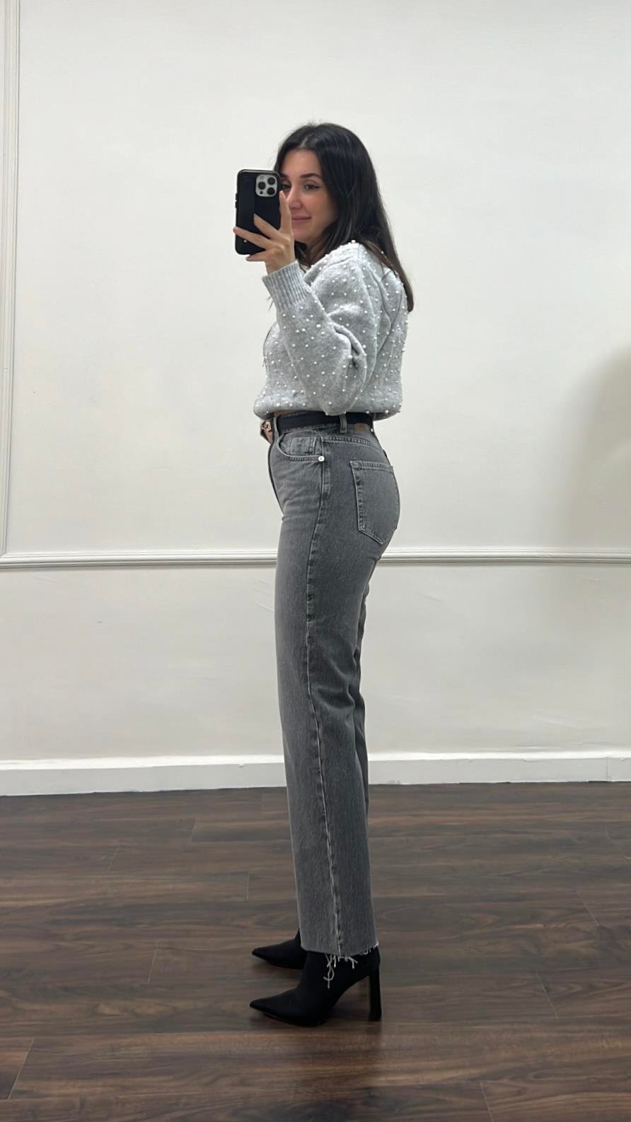 Marka Koyu Gri Straight Fıt Jean