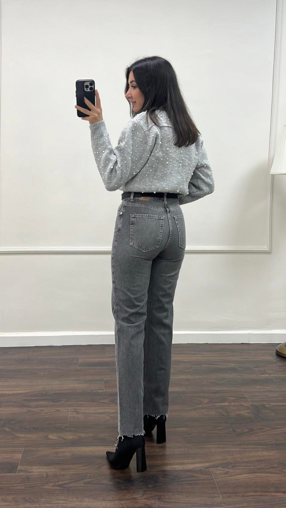 Marka Koyu Gri Straight Fıt Jean