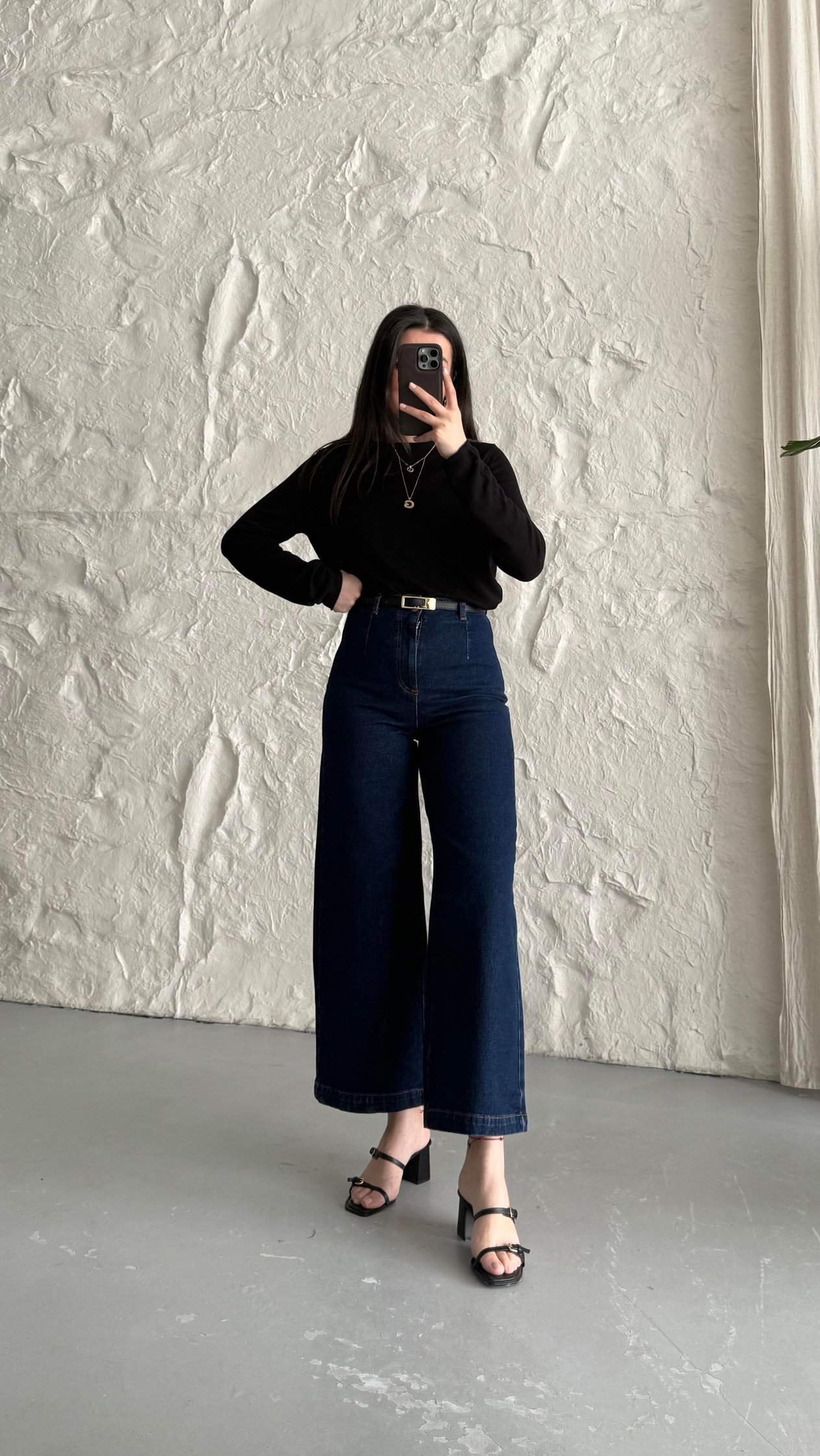 Marka Koyu Lacivert Crop Wide Leg