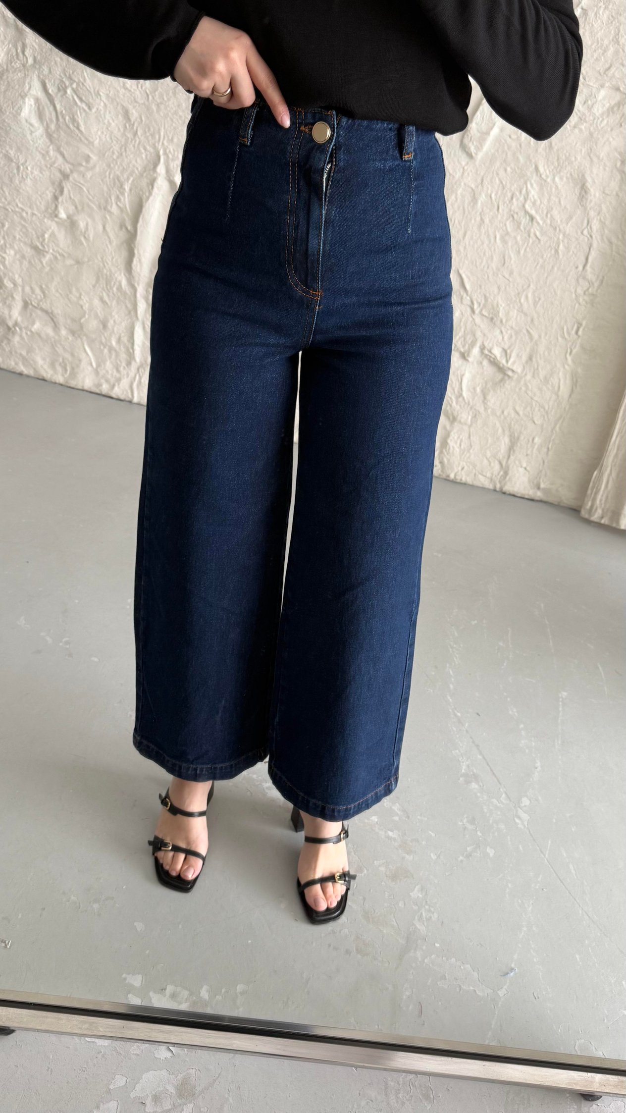 Marka Koyu Lacivert Crop Wide Leg