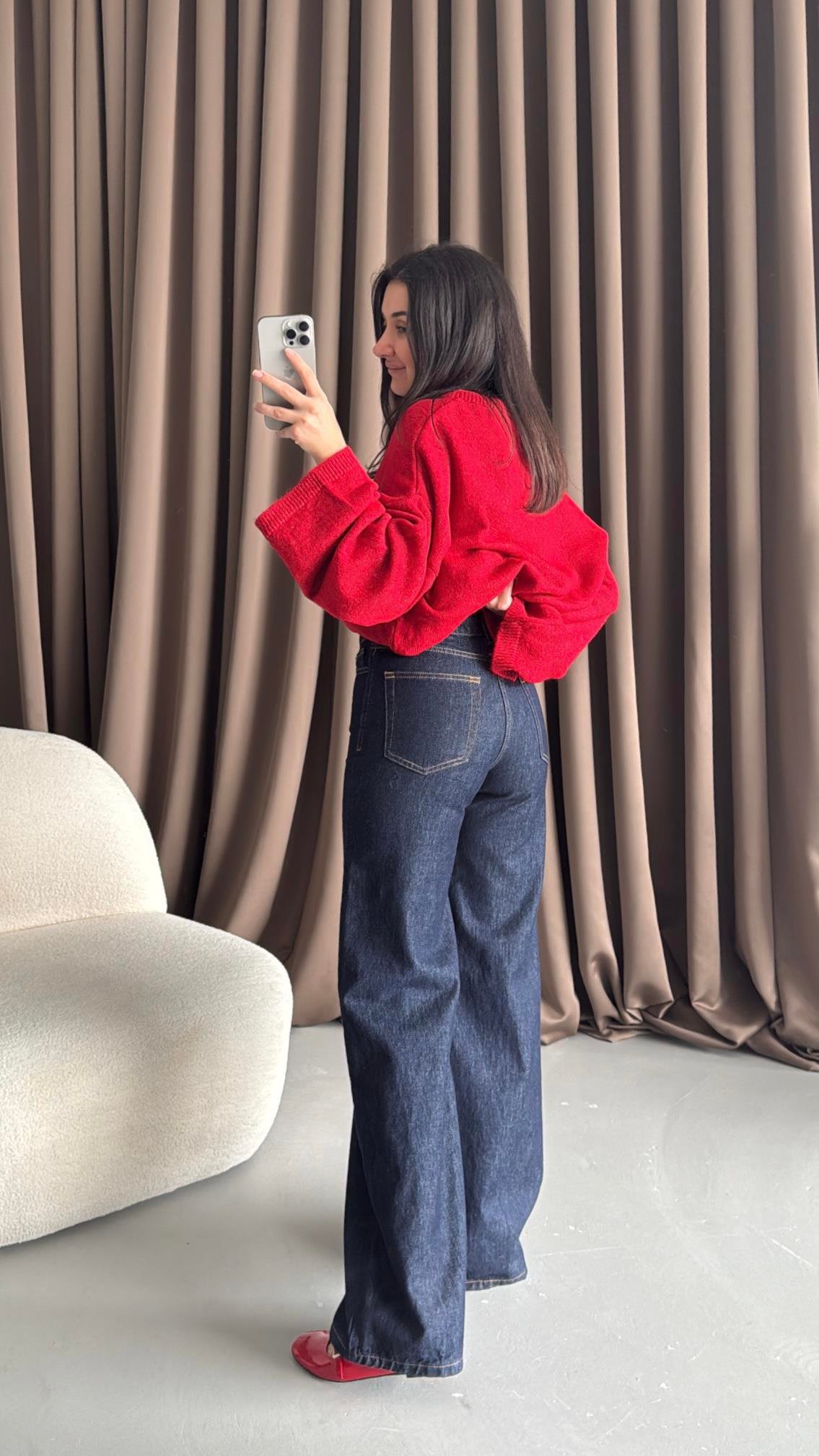 Marka Koyu Lacivert Wide Leg Jean