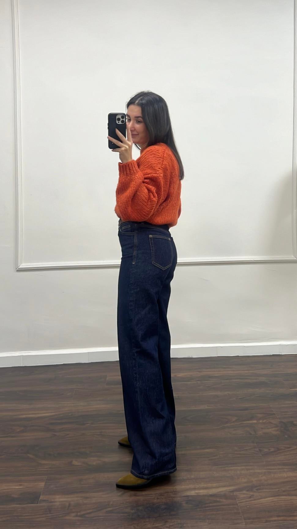 Marka Koyu Lacivert Wide Leg Jean
