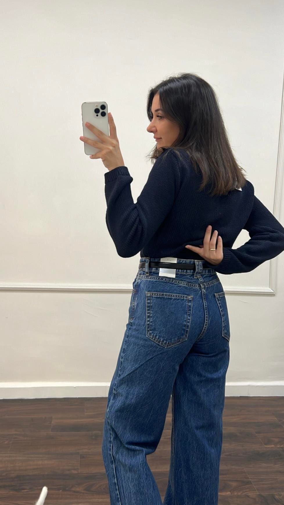 Marka Koyu Mavi Wide Leg Jean