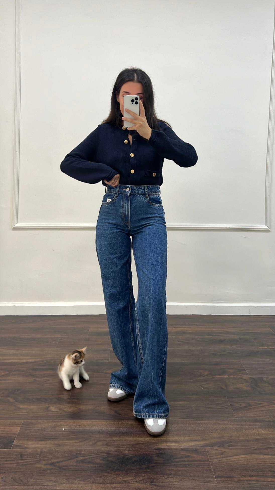 Marka Koyu Mavi Wide Leg Jean