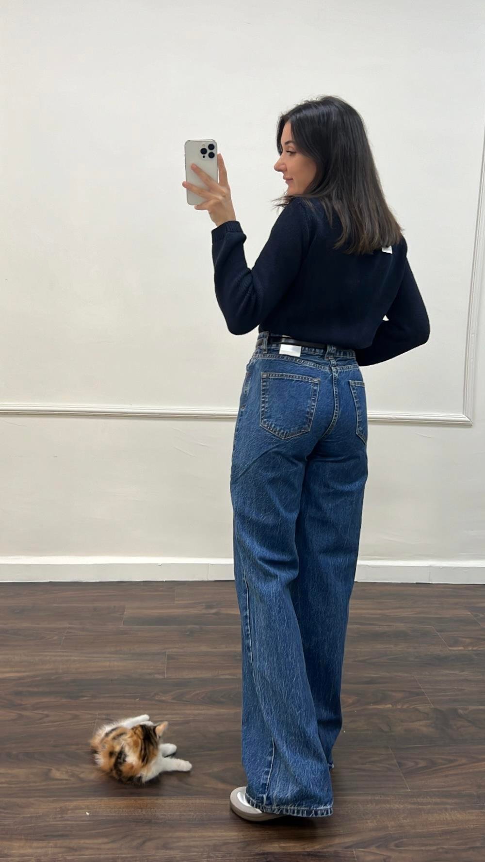 Marka Koyu Mavi Wide Leg Jean