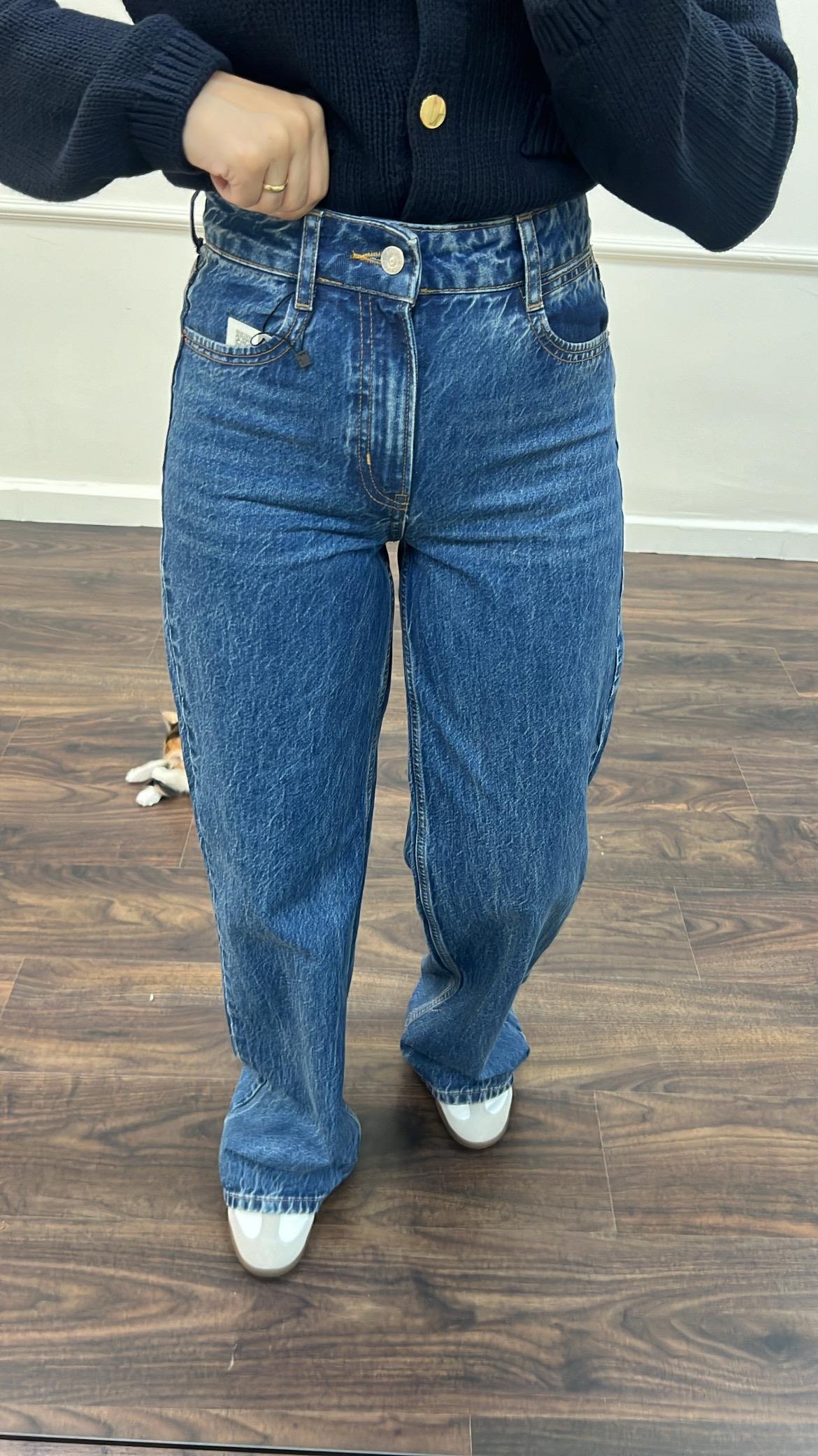 Marka Koyu Mavi Wide Leg Jean