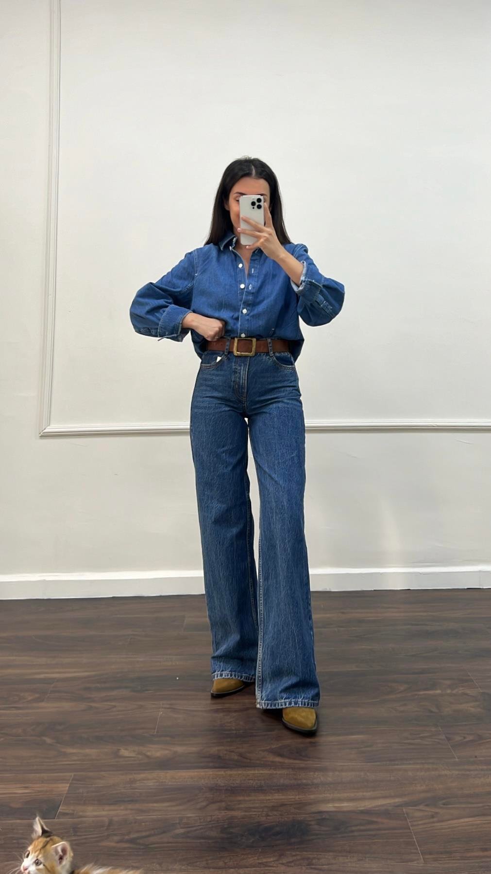Marka Koyu Mavi Wide Leg Jean