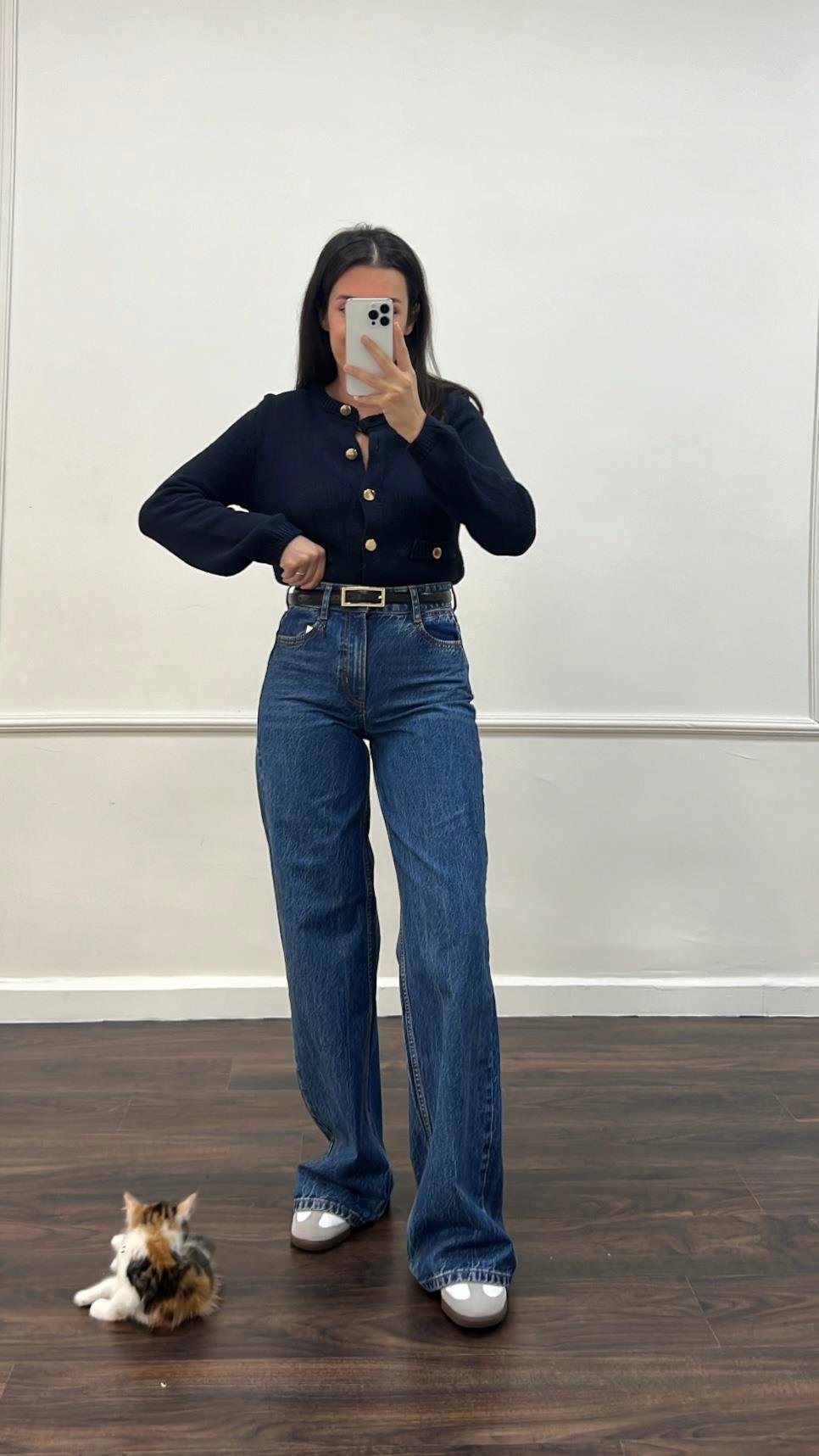 Marka Koyu Mavi Wide Leg Jean