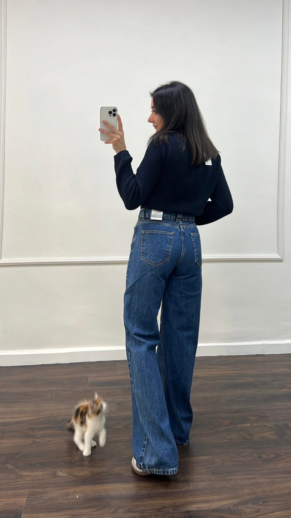 Marka Koyu Mavi Wide Leg Jean