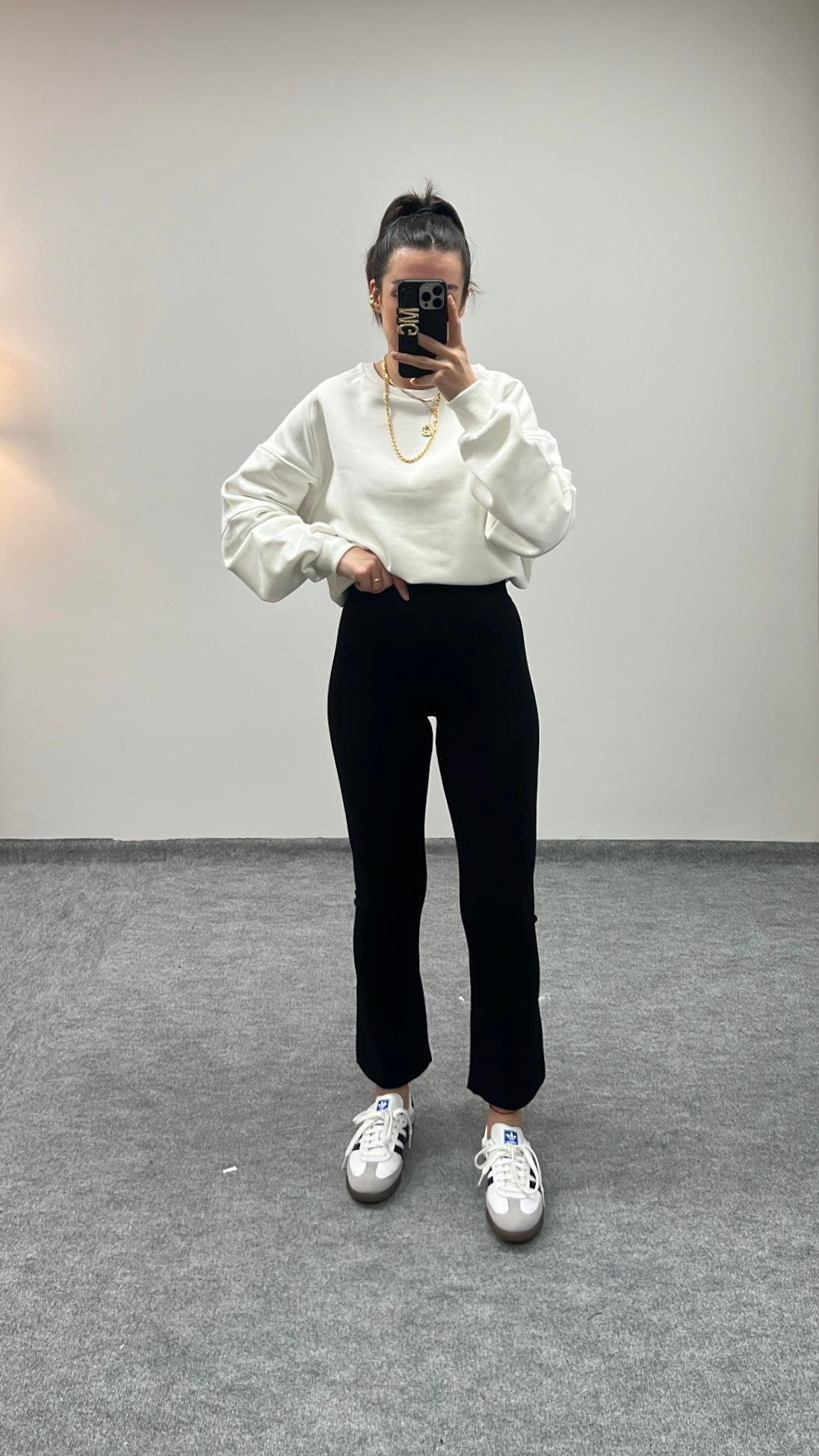 MARKA SİYAH SIK ÖRME FLARE TRİKO PANTOLON