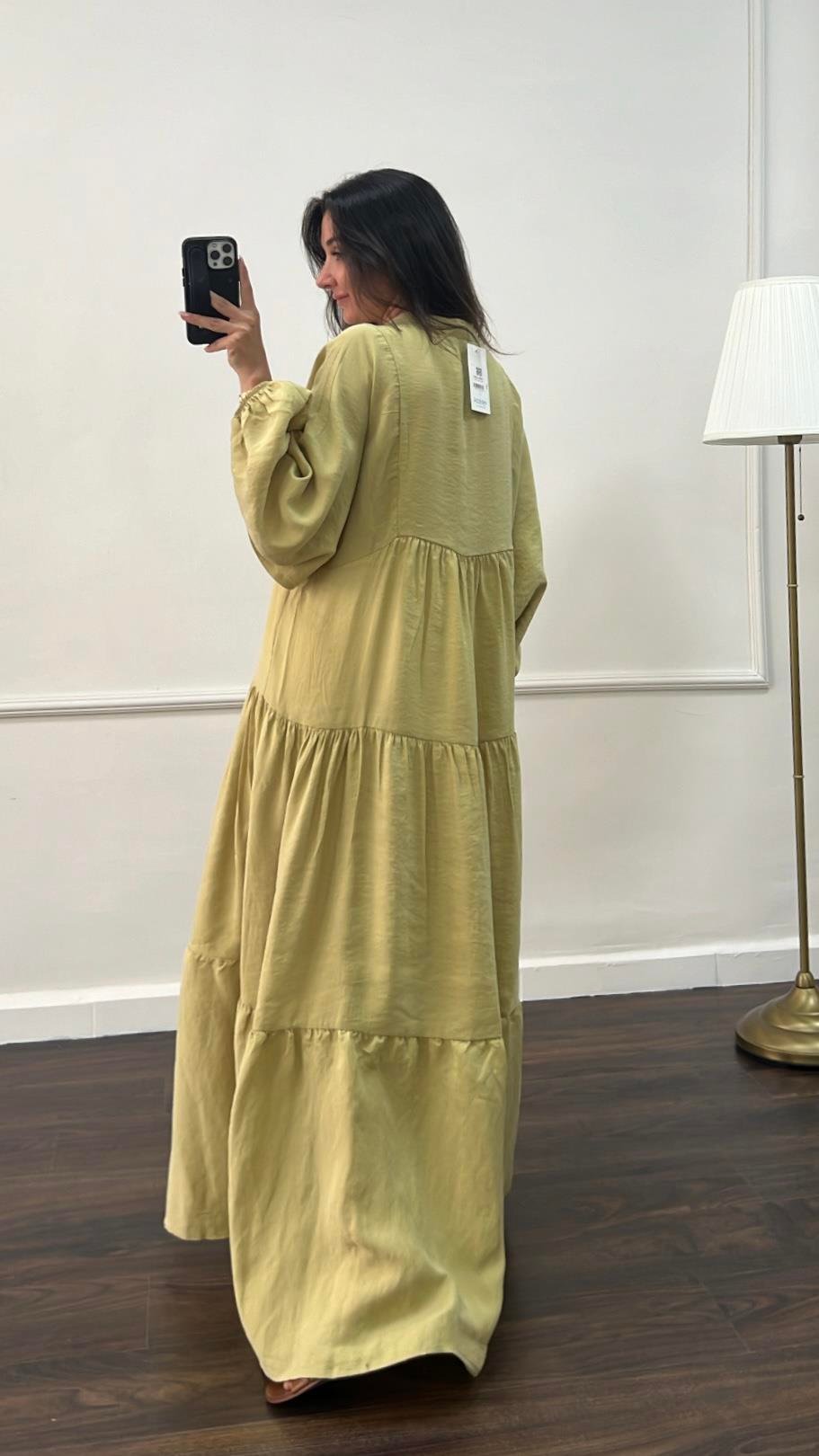 Olive Tensel Maxi Elbise