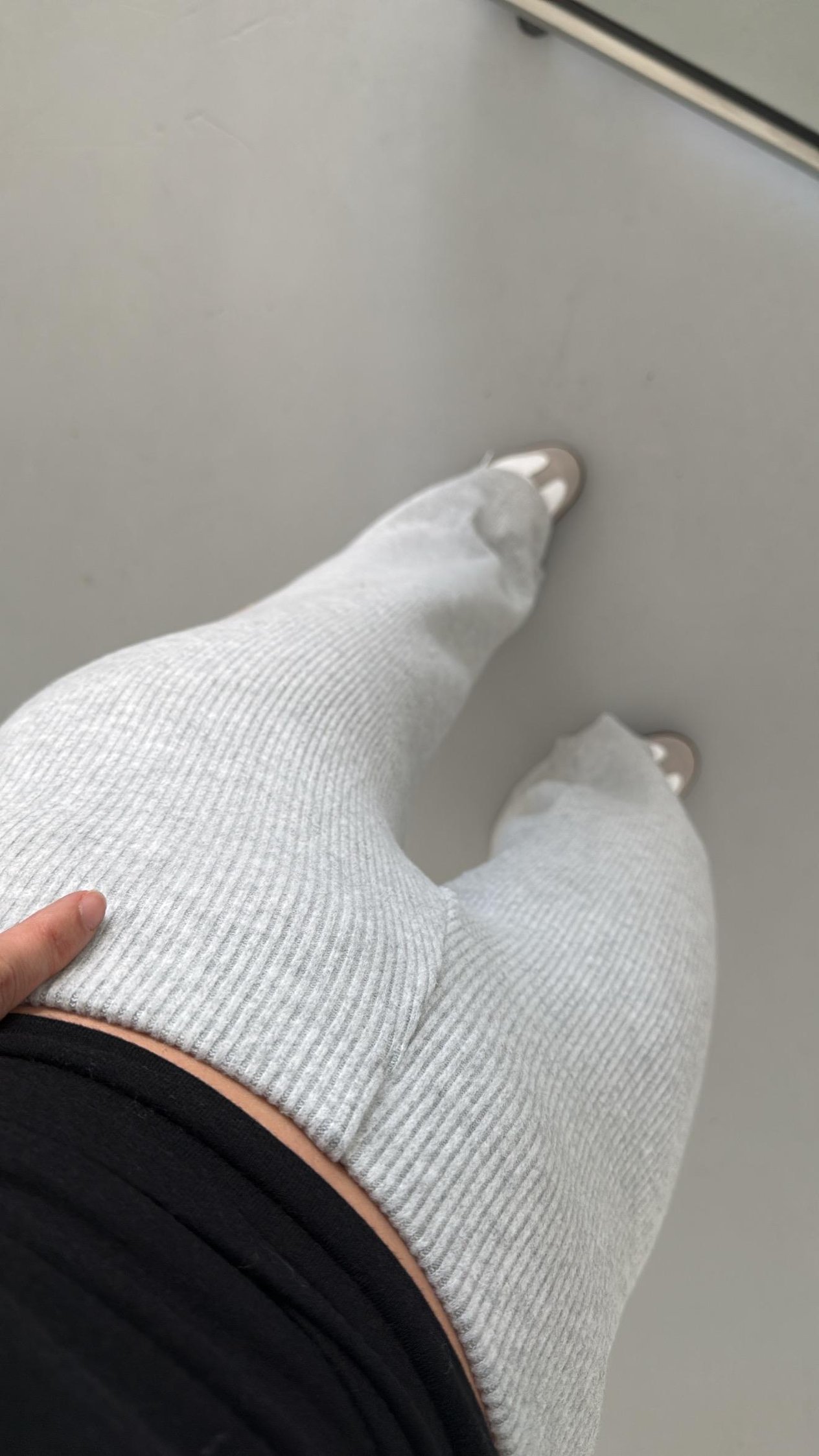 Sezon Gri Dokulu Kendinden Fitilli Örme Pantolon