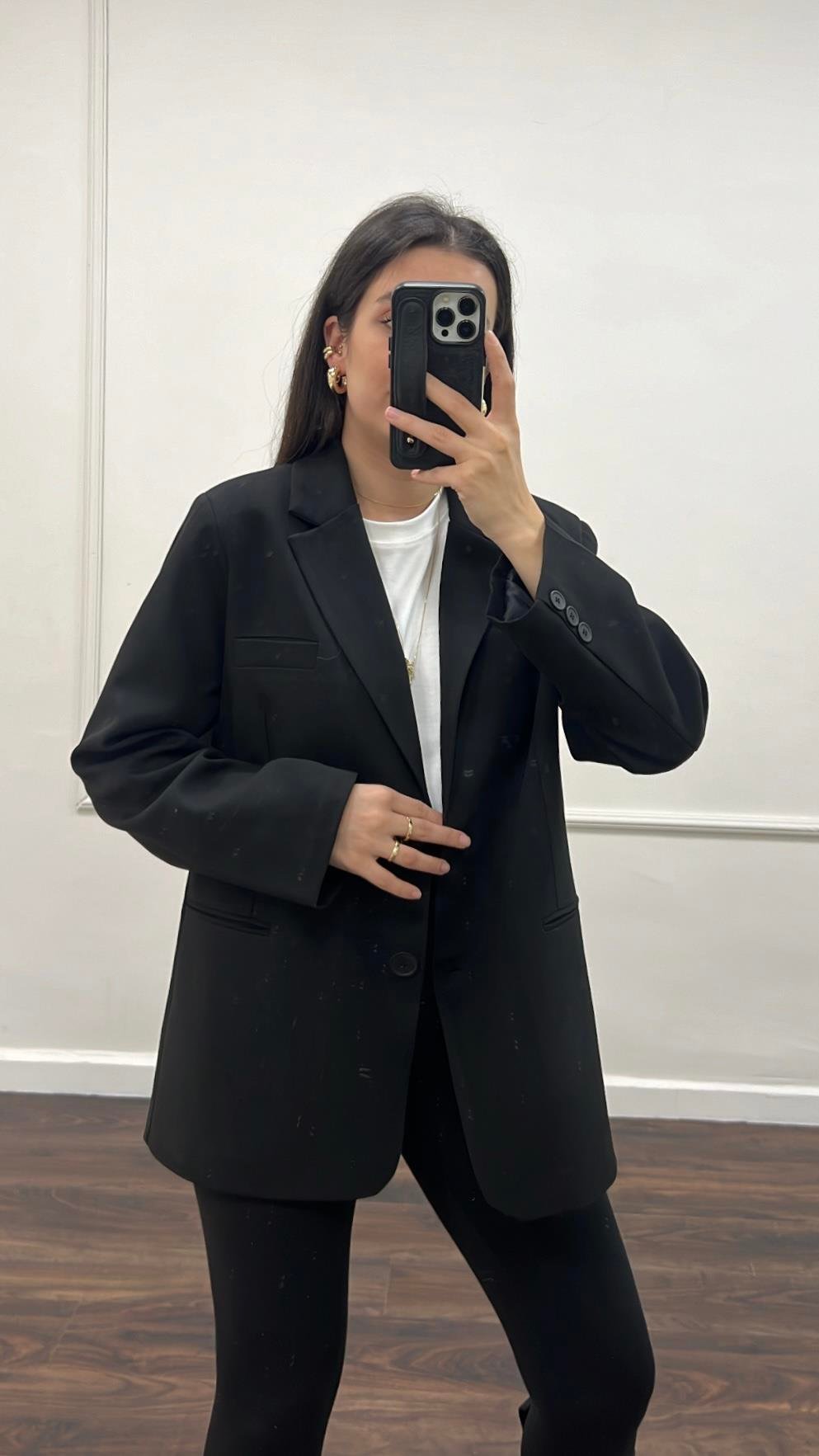 Siyah Oversıze Blazer Ceket