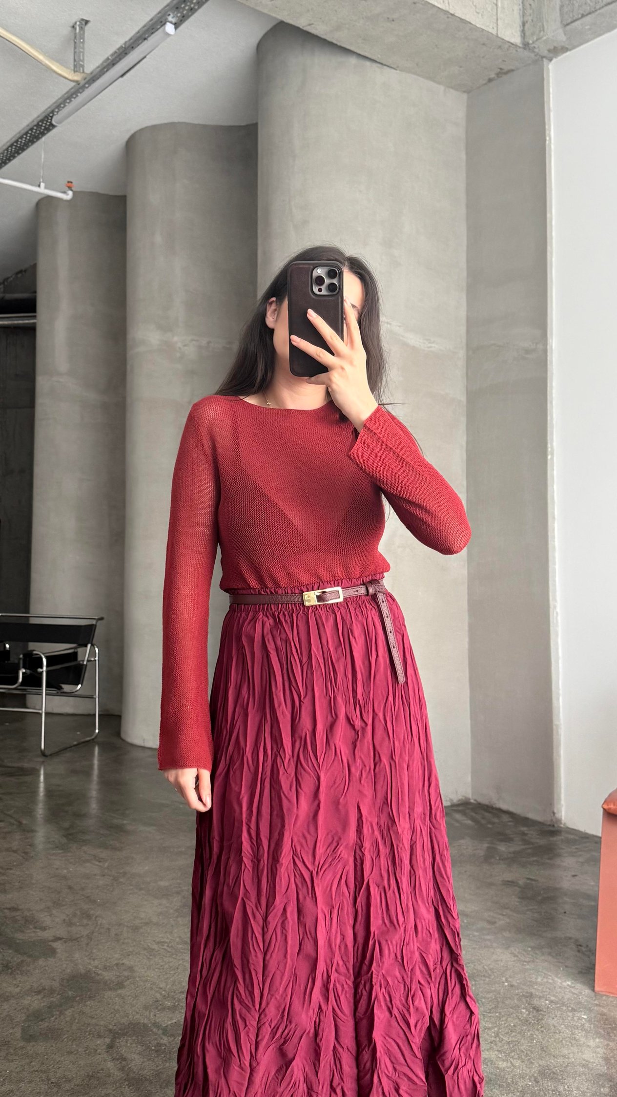 Star Kırmızı Transparan Triko Bluz