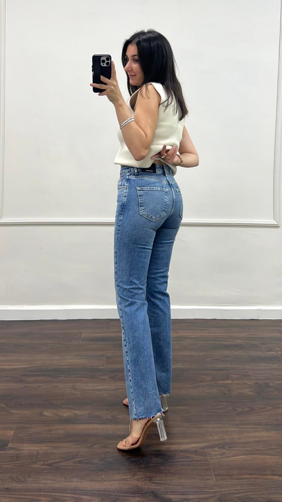 Star Koyu Mavi Lazer Kesim Straıght Jean