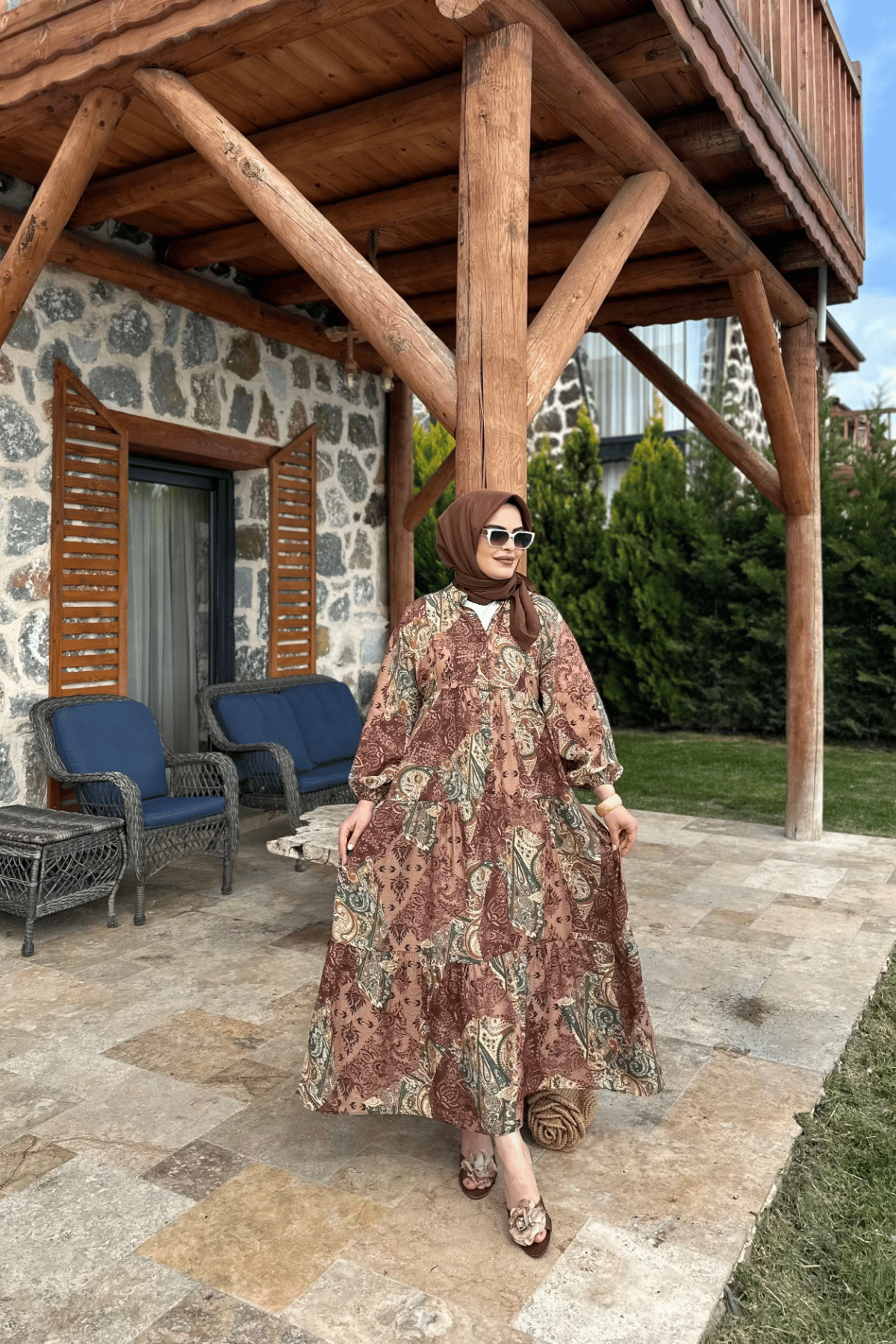 Mngo Etnik Desenli Kahve