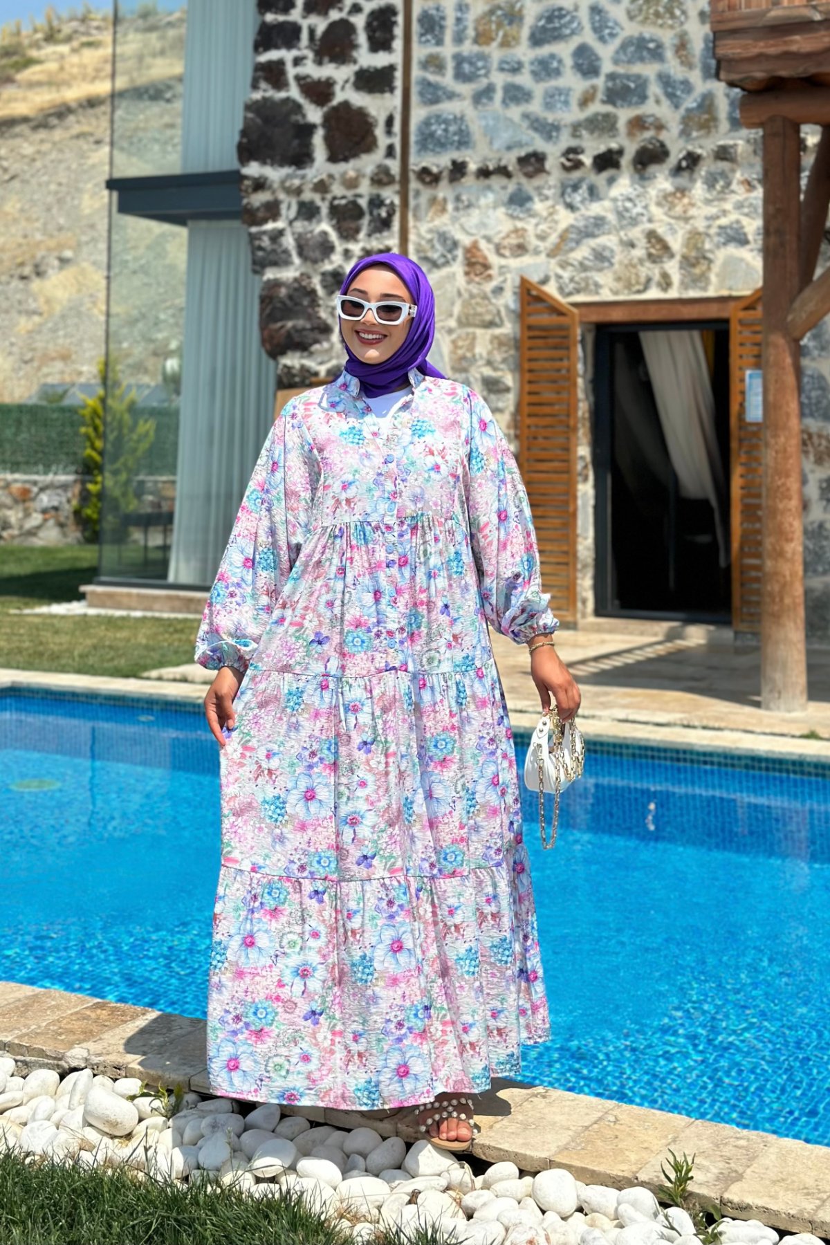 Mngo Yasemin Elbise Çok Renkli  Mavi