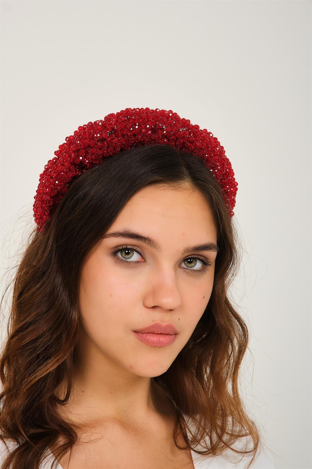 Accessories Kına Tacı Gelin Tacı Nişan Tacı Saç Aksesuarı Kırmızı Boncuklu Kına Tacı