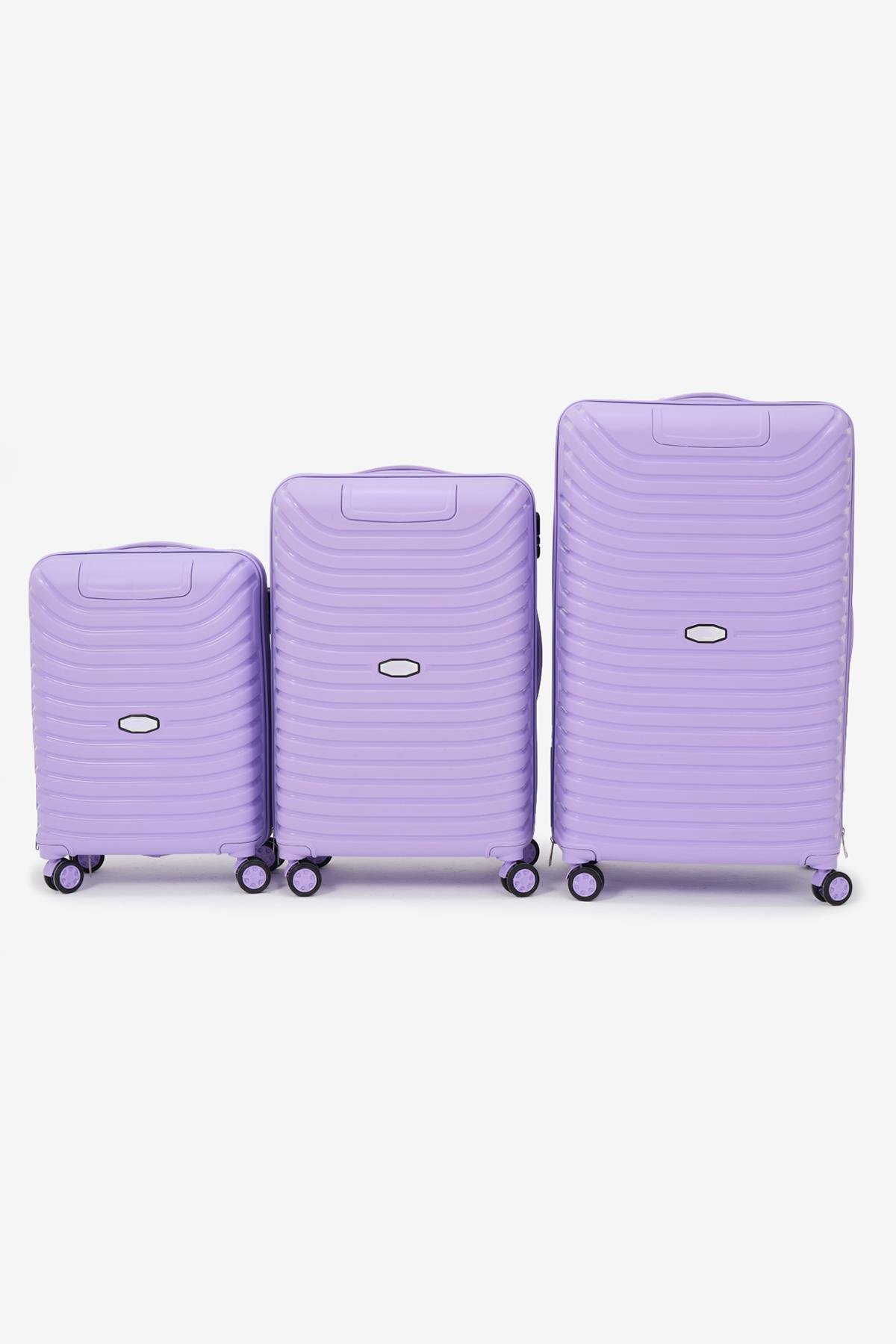3'lü Set Silikon Kırılmaz PP Unisex Lila Valiz PWVLZ005