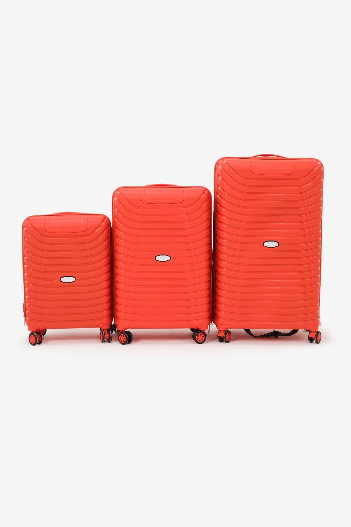 3'lü Set Silikon Kırılmaz PP Unisex Turuncu Valiz PWVLZ005