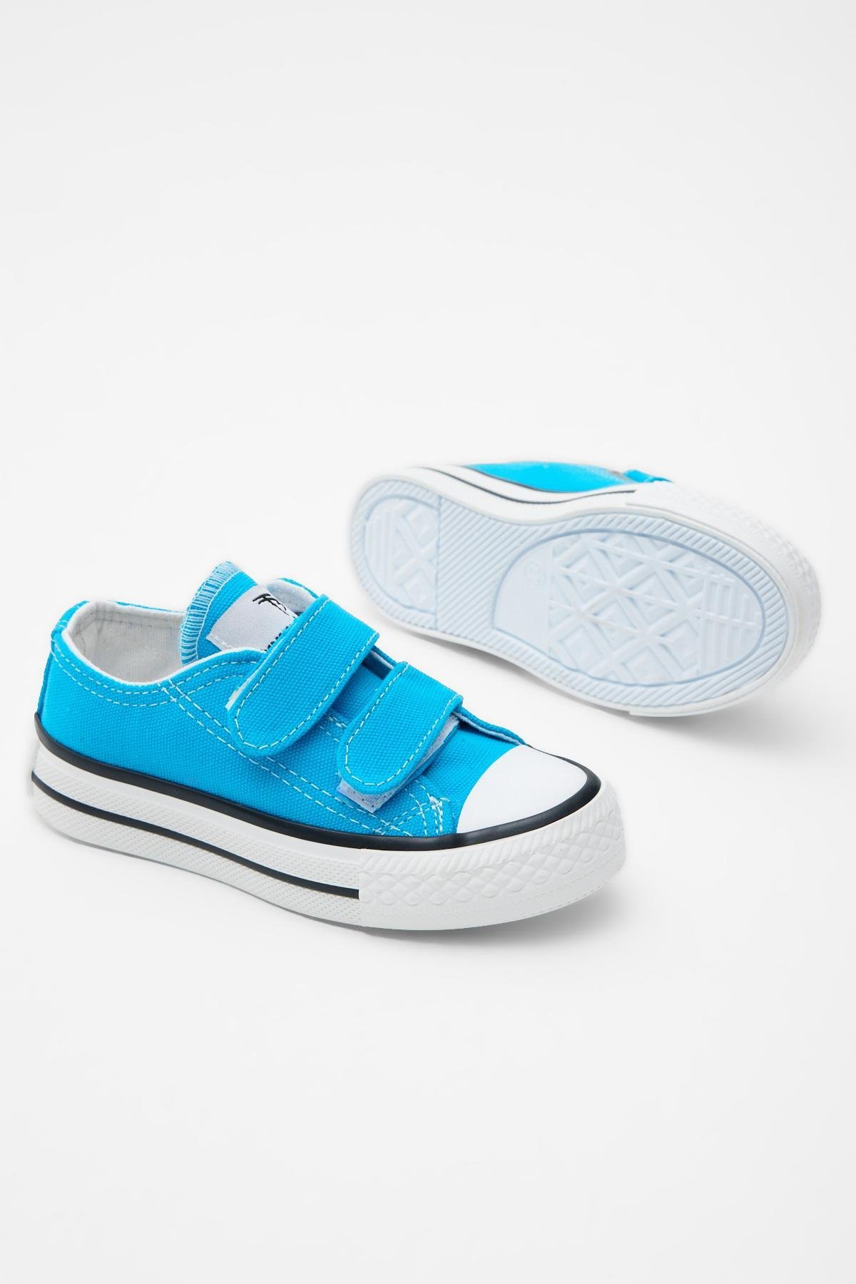 Çocuk Unisex Bebe Mavisi Rahat Kalıp Cırtlı Sneaker