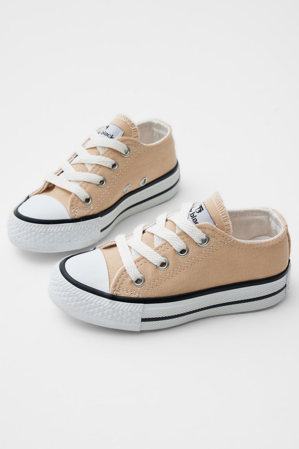 Çocuk Unisex Bej Rahat Kalıp Bağcıklı Sneaker