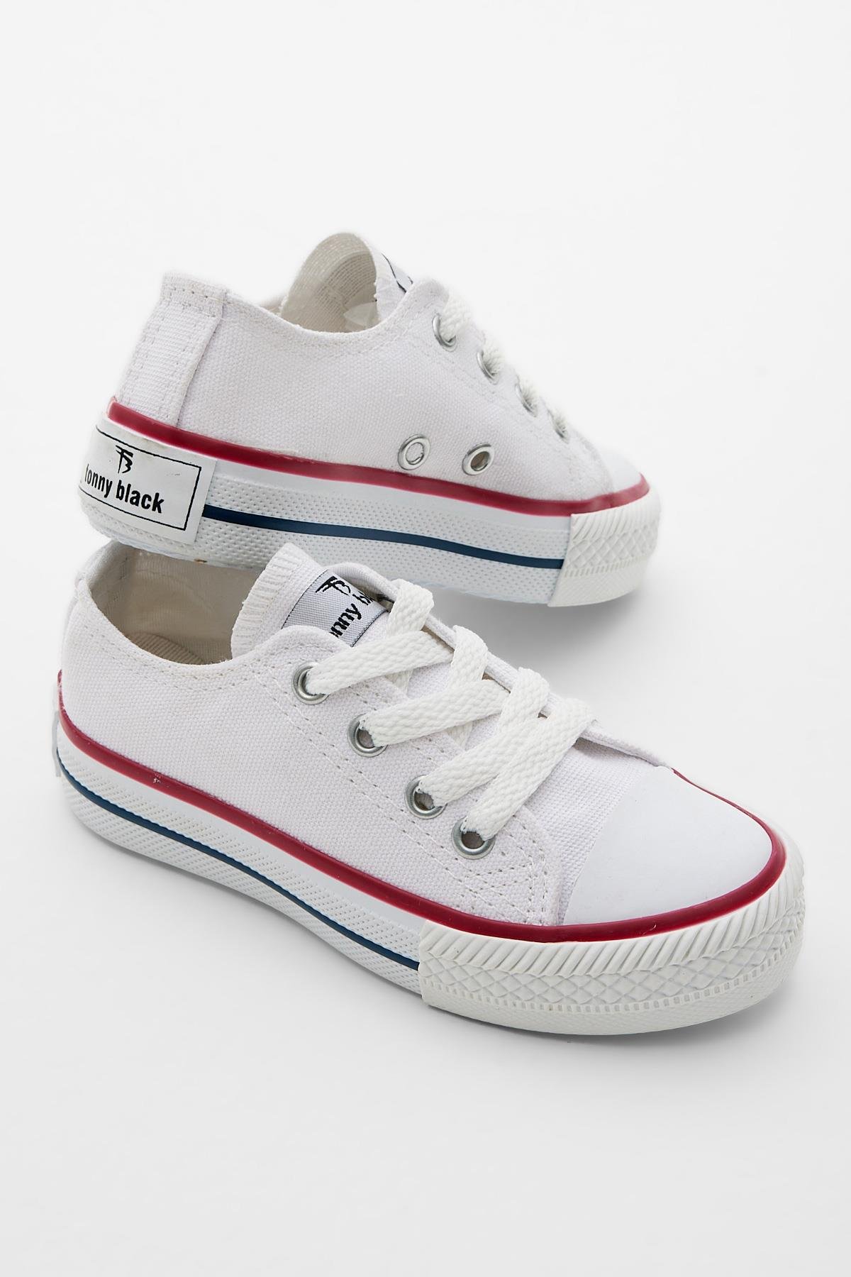 Çocuk Unisex Beyaz Rahat Kalıp Bağcıklı Sneaker