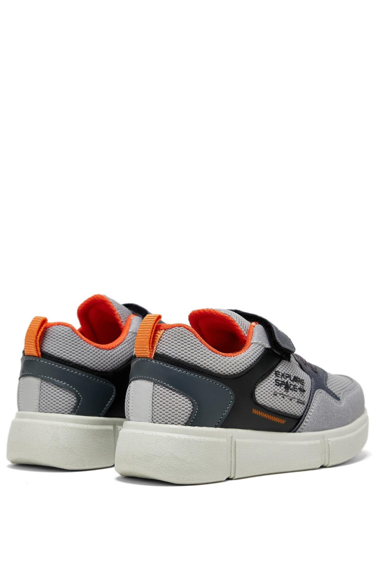 Çocuk Unisex Buz Siyah Rahat Kalıp Cırtlı Ayakkabı