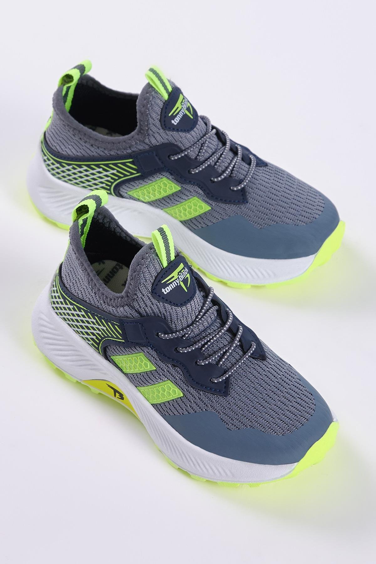 Çocuk Unisex Füme Sarı Rahat Kalıp Nefes Alabilen Kumaş Bağcıklı Sneaker