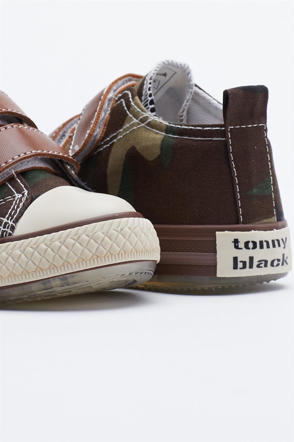 Çocuk Unisex Haki Kamuflaj Spor Ayakkabı Işıklı Cırtlı Tb997