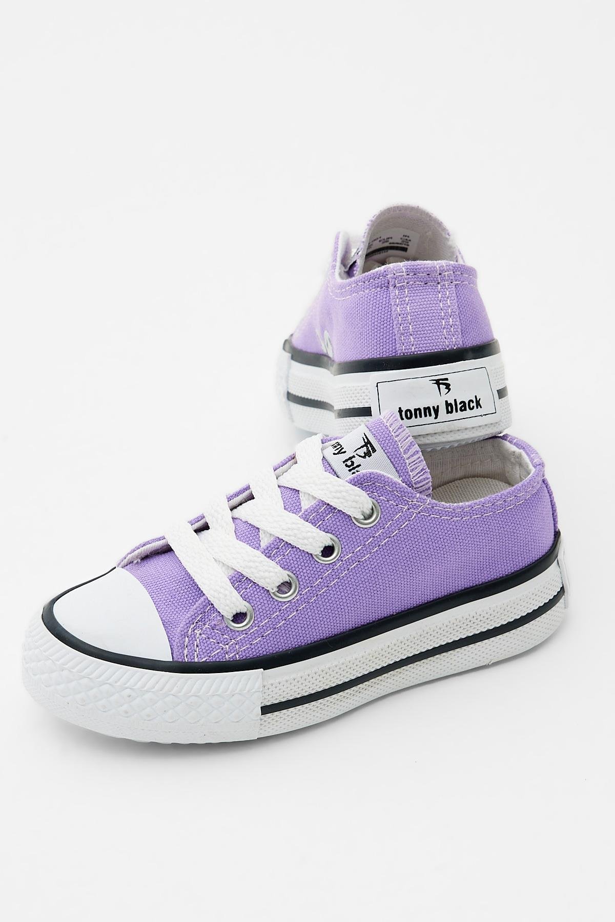 Çocuk Unisex Lila Rahat Kalıp Bağcıklı Sneaker