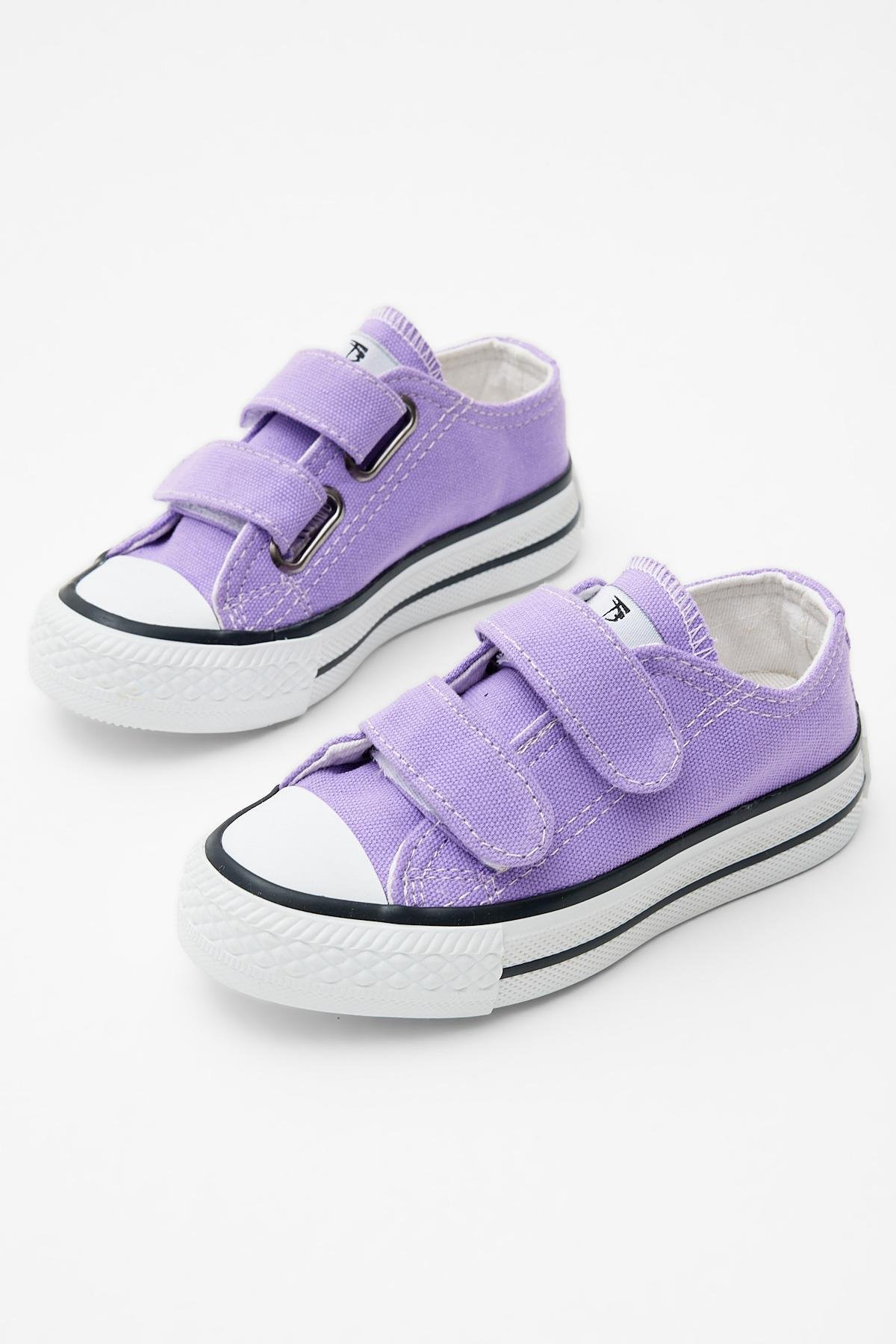 Çocuk Unisex Lila Rahat Kalıp Cırtlı Sneaker