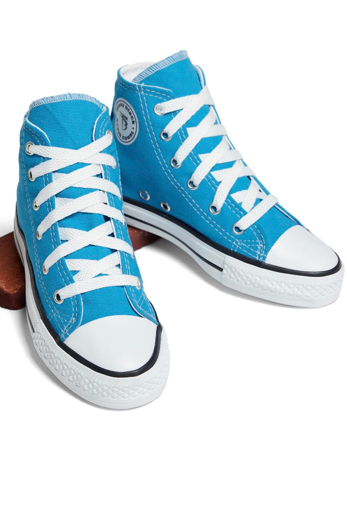 Çocuk Unisex Mavi Rahat Kalıp Uzun Sneaker