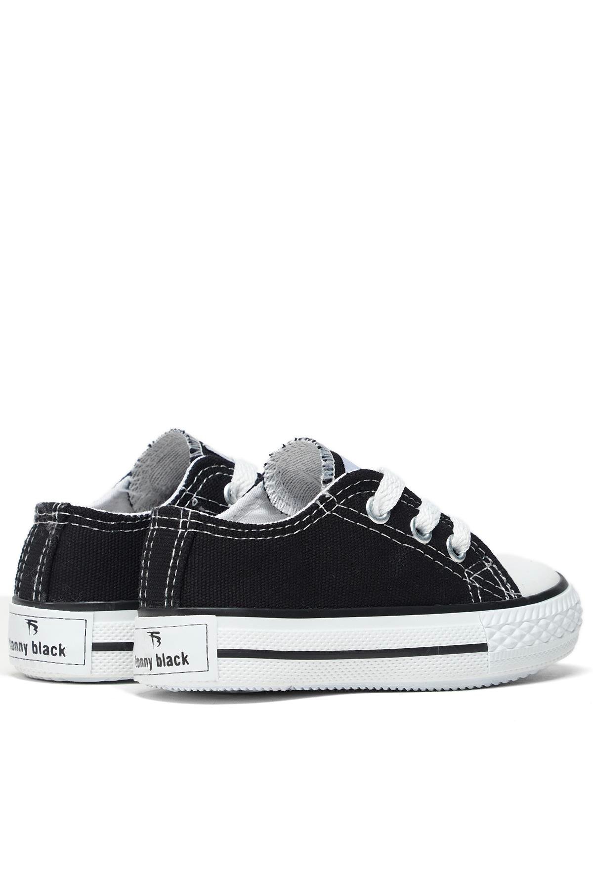 Çocuk Unisex Siyah Rahat Kalıp Bağcıklı Sneaker